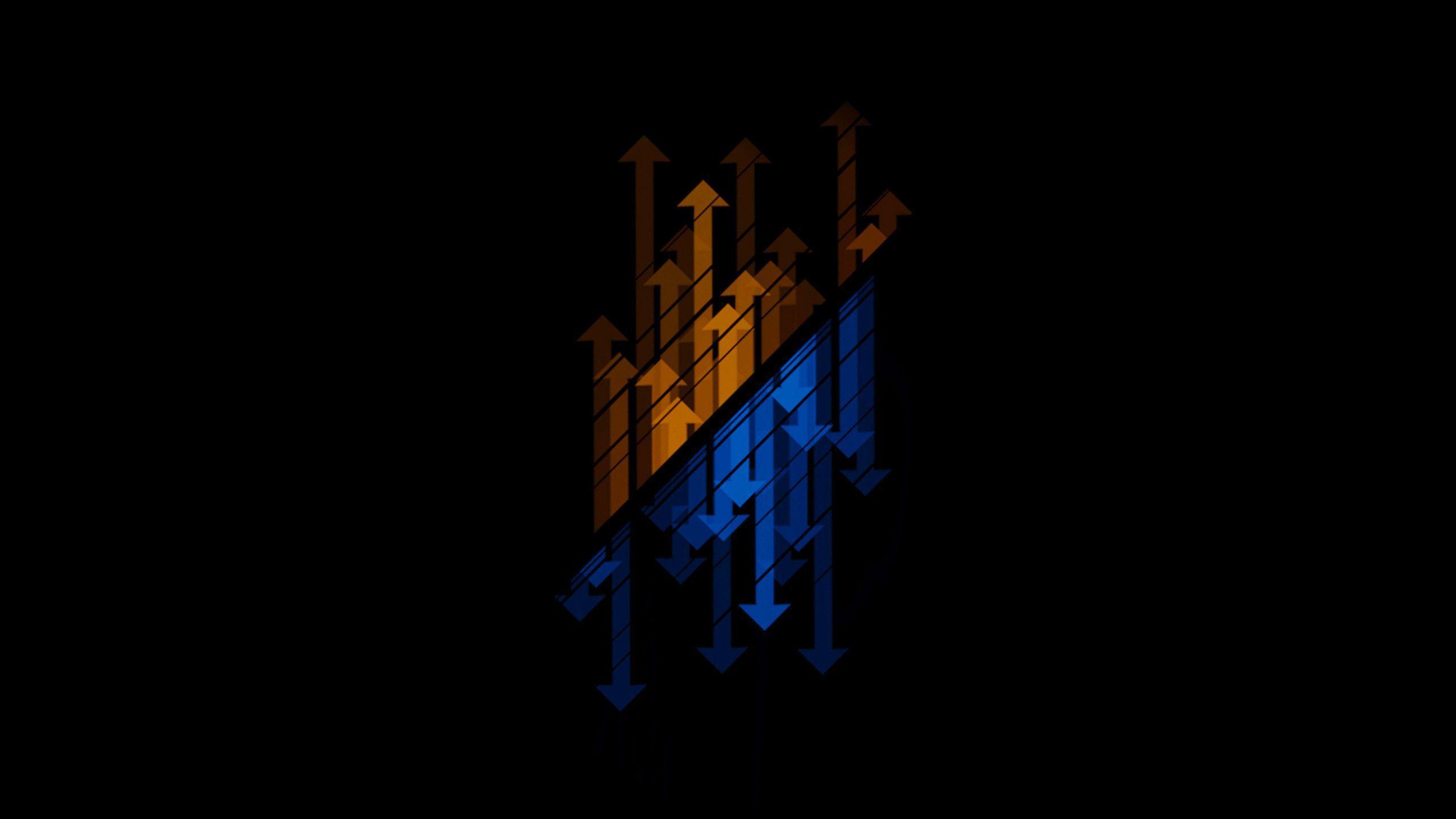2560x1440 Blue And Brown Arrows With Black Background HD Black Aesthetic Wallpaper