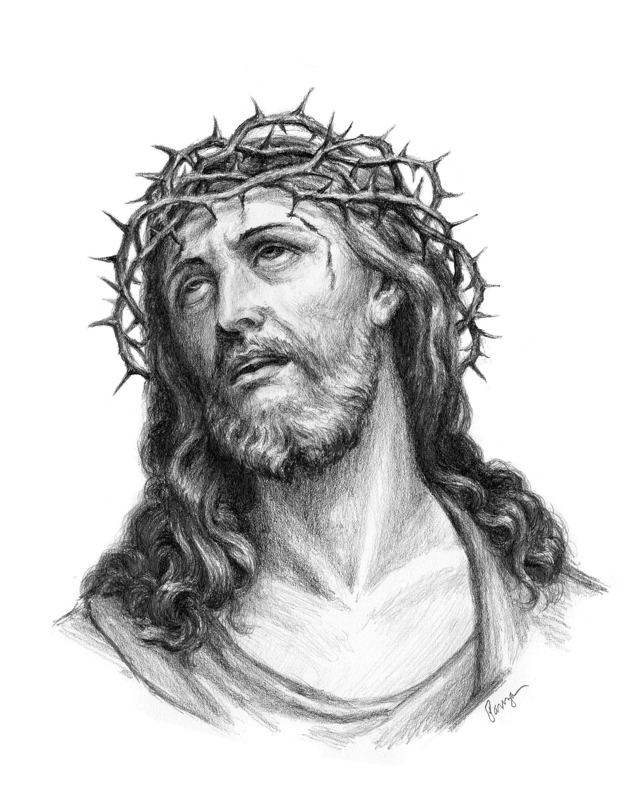 2190x2738 Pencil Drawing Jesus Christ Crown of Thorns .