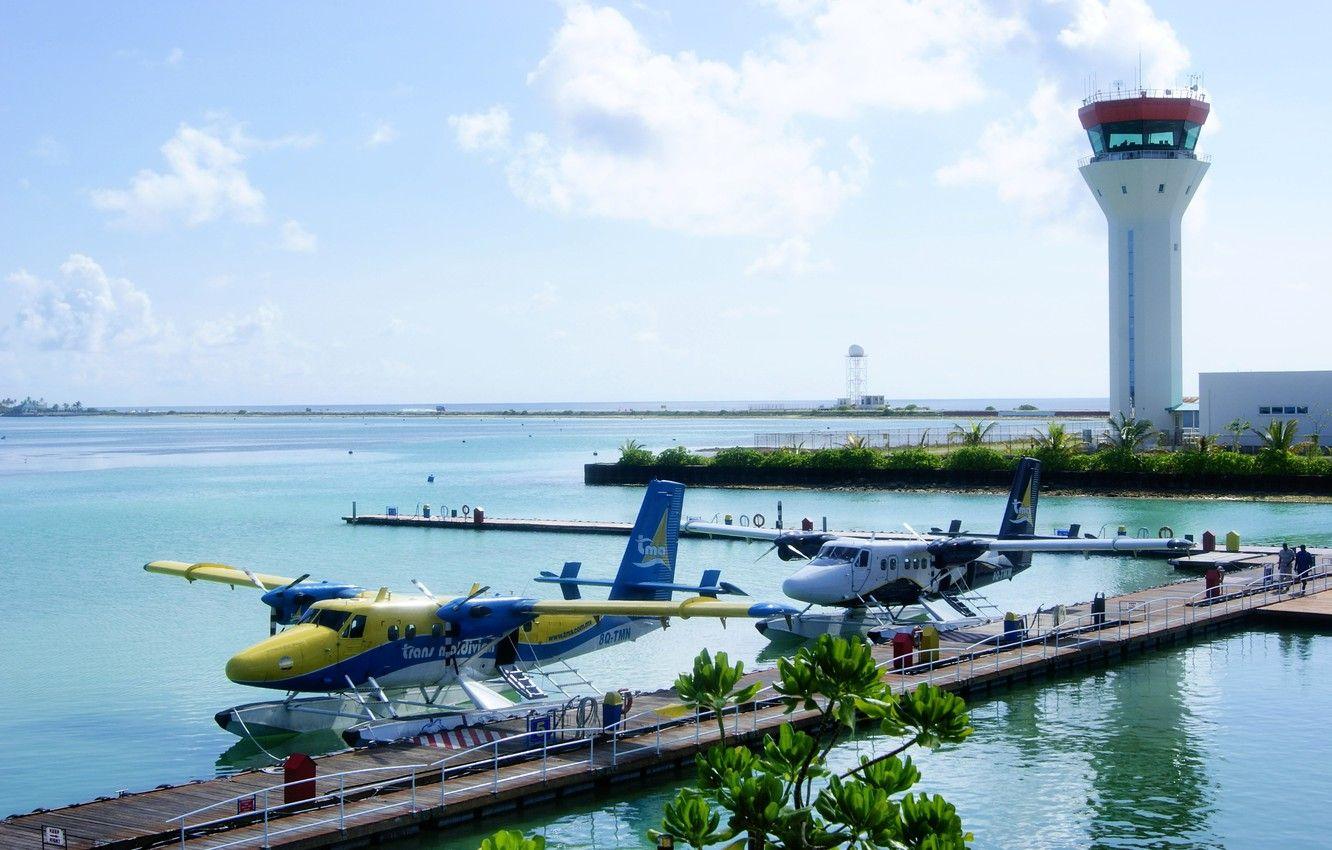 1332x850 Wallpaper aircraft, airport, The Maldives, seaplane, floatplane, Trans Maldivian, Efficiency, the control tower image for desktop, section авиация