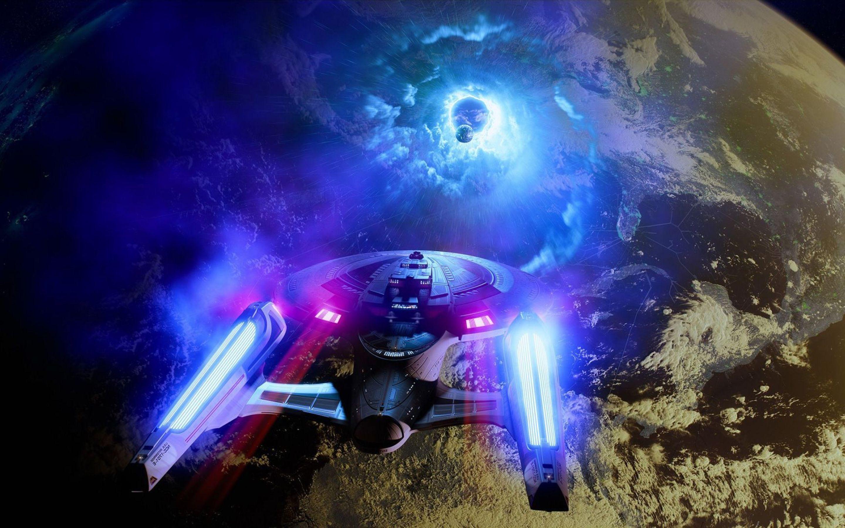 2880x1800 Starship Enterprise At Warp Speed Wallpaper