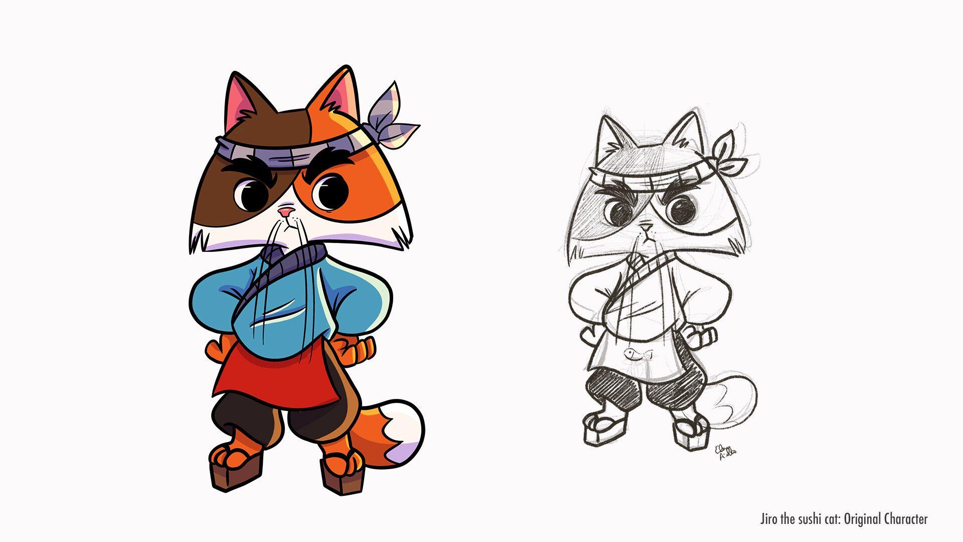 1920x1080 Jiro sushi cat, Elena Aiello