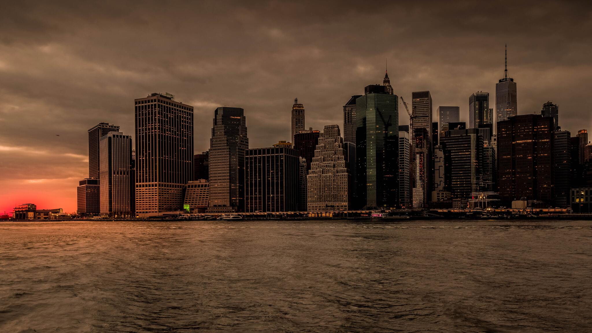 2048x1152 New York City Skyscrapers Downtown Evening Time 5k 2048x1152 Resolution HD 4k Wallpaper, Image, Background, Photo and Picture