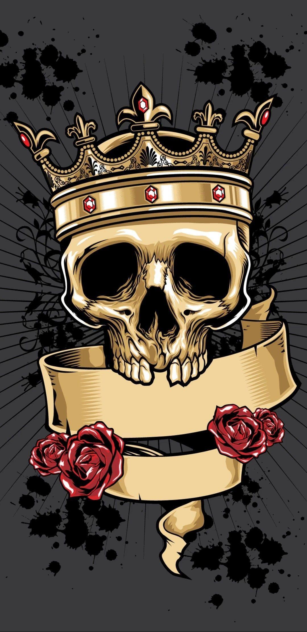 1080x2220 Skull with Crown Wallpaper