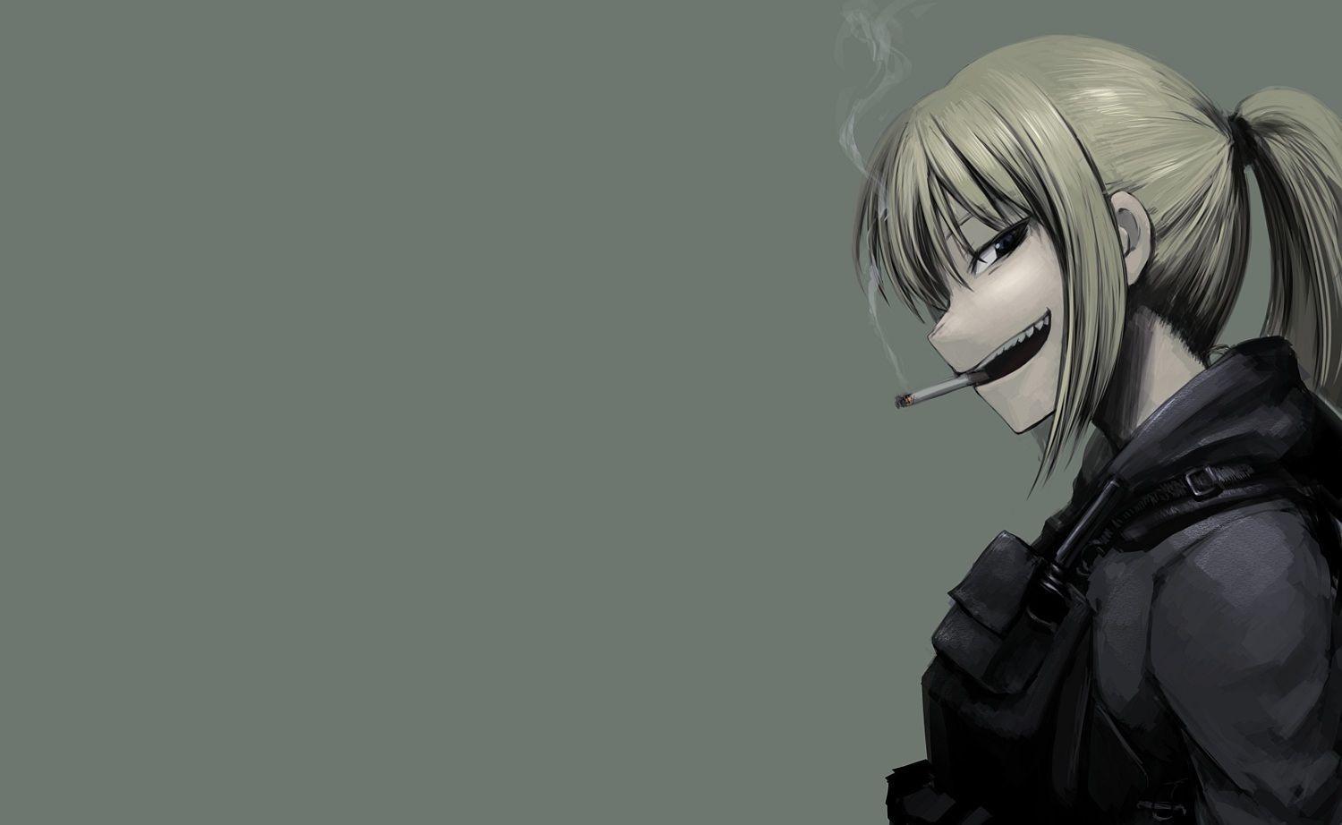 1500x922 armor blonde hair hellshock long hair original ponytail smoking