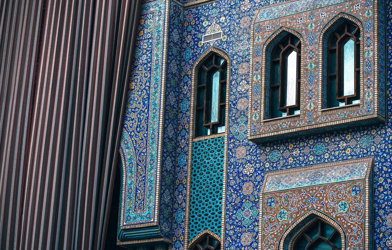 1332x850 Wallpaper light, wall, flower, design, blue, window, peaceful, islam, iran image for desktop, section стиль