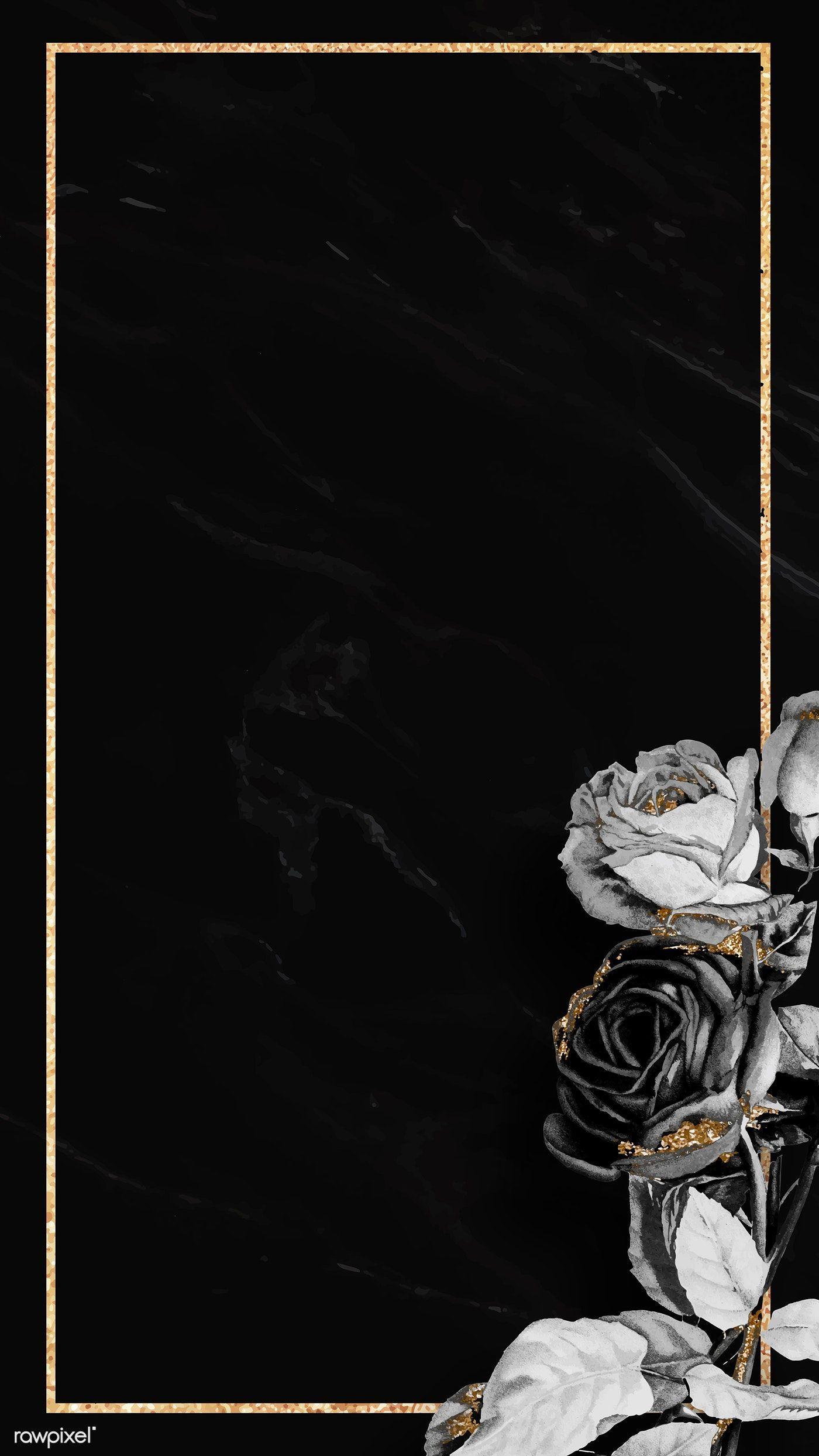 1400x2488 Download premium vector of Blank floral golden frame mobile phone