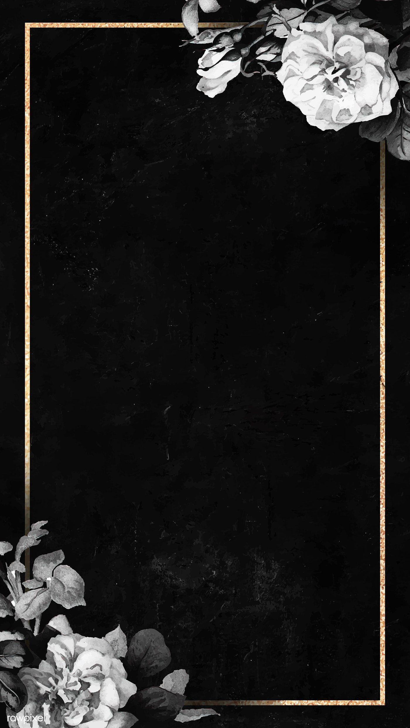 1400x2488 Download premium vector of Blank floral golden frame mobile phone. Flower background wallpaper, Gold wallpaper background, Flower phone wallpaper