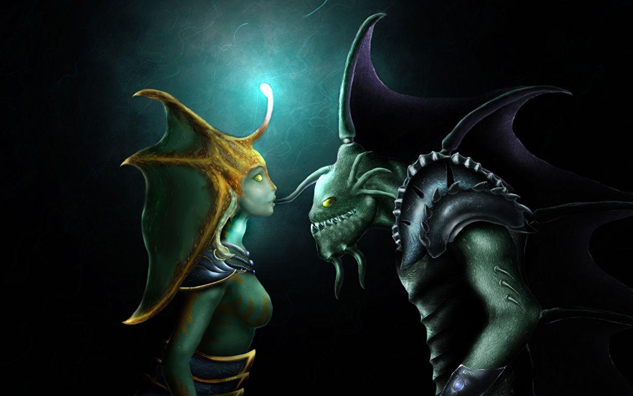 1280x800 Desktop Wallpaper DOTA 2 Slardar Naga Siren mermaids monster