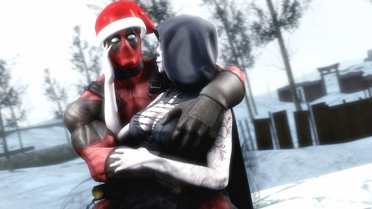 1244x700 Heroes comics Winter hat Hood headgear Two Hug deadpool comics