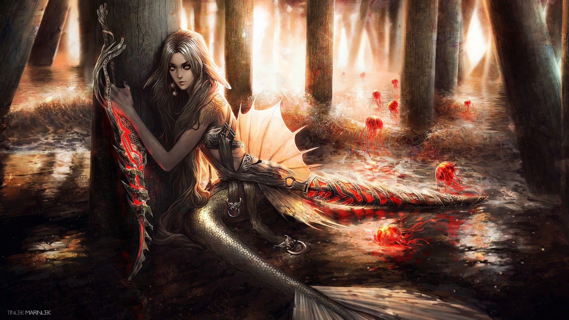 1920x1080 #fantasy art, #fantasy girl, #Naga, wallpaper