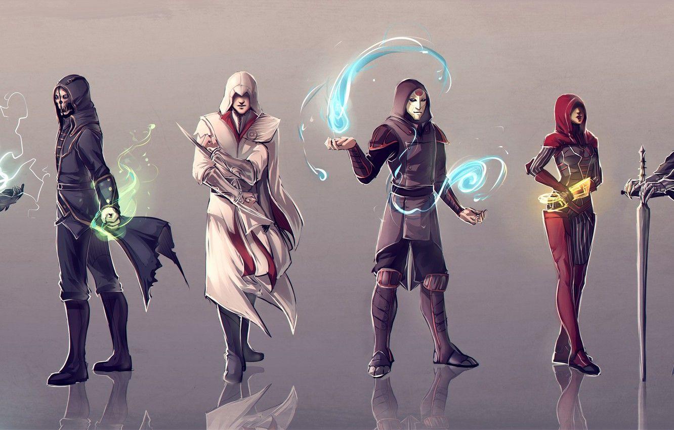 1332x850 Wallpaper Mass Effect, Assassin's Creed, The Elder Scrolls V: Skyrim, Dishonored, Corvo Attan, Amon, Ezio Auditore da Firenze, Kasumi Goto, Lord Of The Rings, Nazgul, Avatar: The Legend Of Korra image for