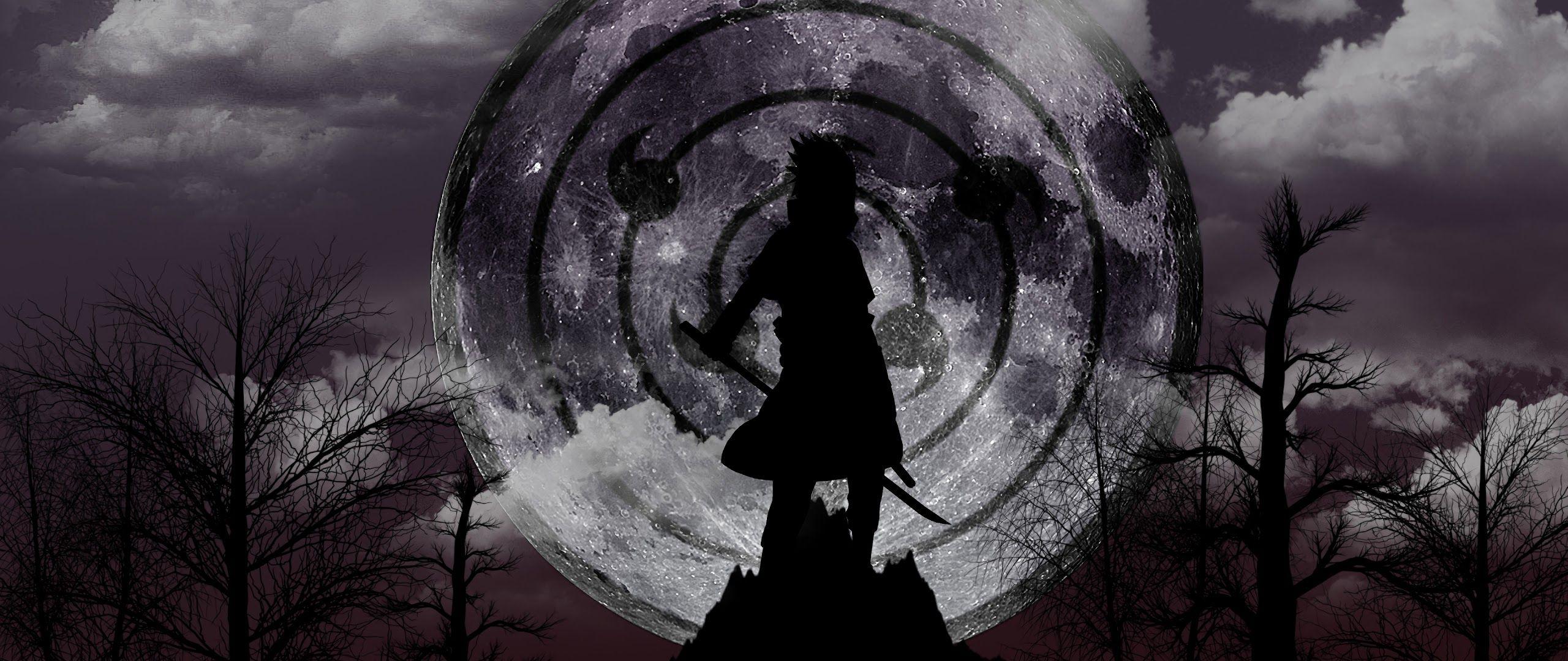 2560x1080 Sasuke Uchiha Rinnegan Sharingan 4K Wallpaper