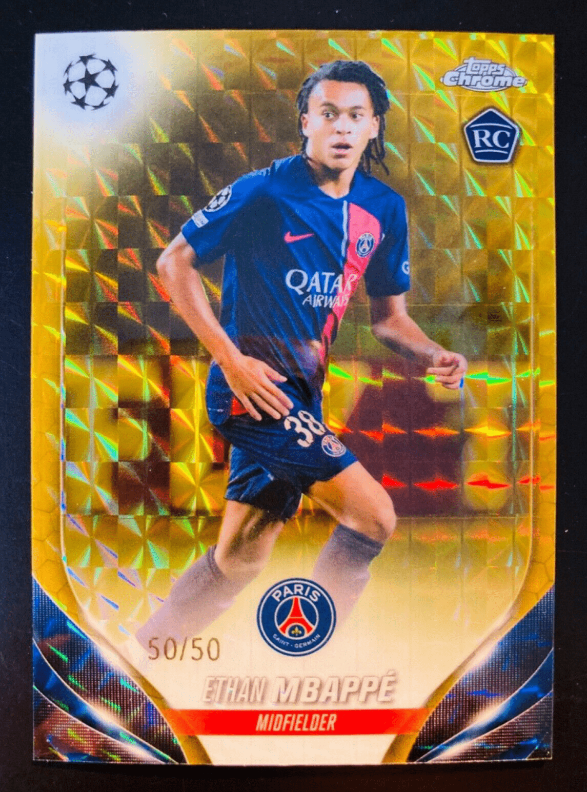 1145x1545 2023 24 Topps Chrome UCC Ethan Mbappé PSG Gold Geo Rookie Card RC #/50