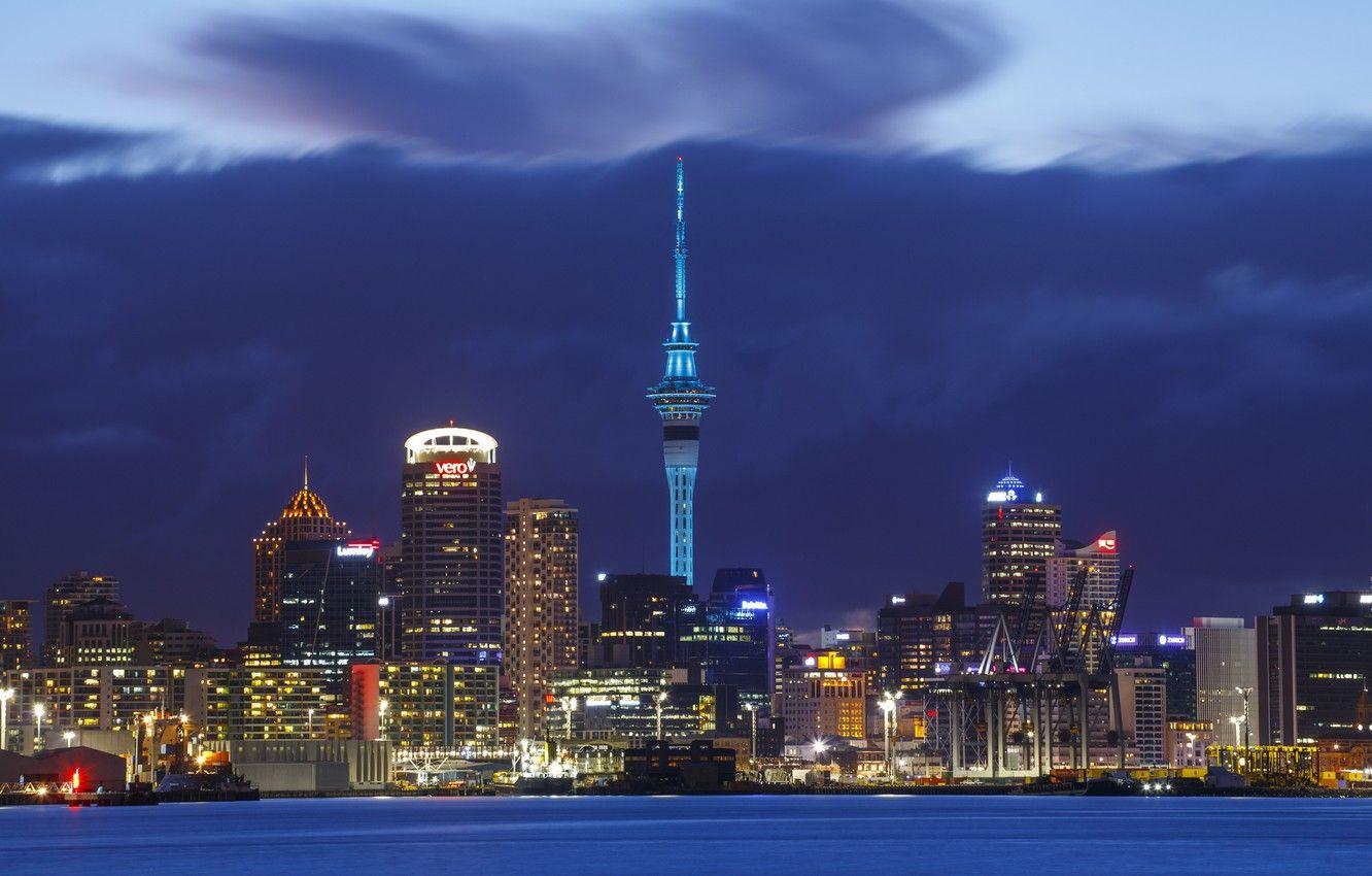 1332x850 Wallpaper the storm, the sky, night, clouds, city, the city, lights, skyscrapers, New Zealand, lighting, storm, sky, Auckland, New Zealand, Auckland, night image for desktop, section город