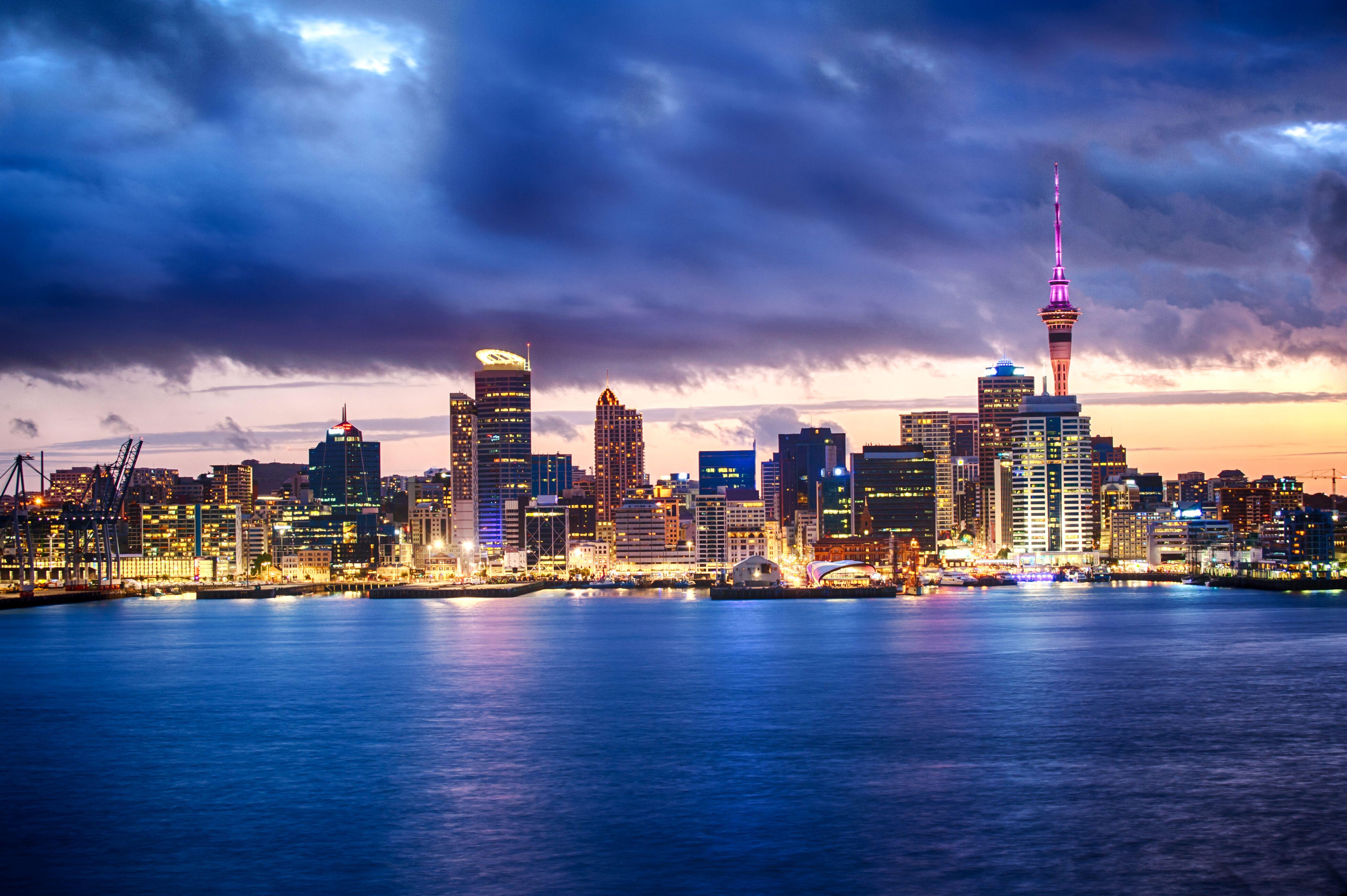 4960x3300 New Zealand Light Auckland Cloud City Night Building Skyscraper Wallpaper:4960x3300