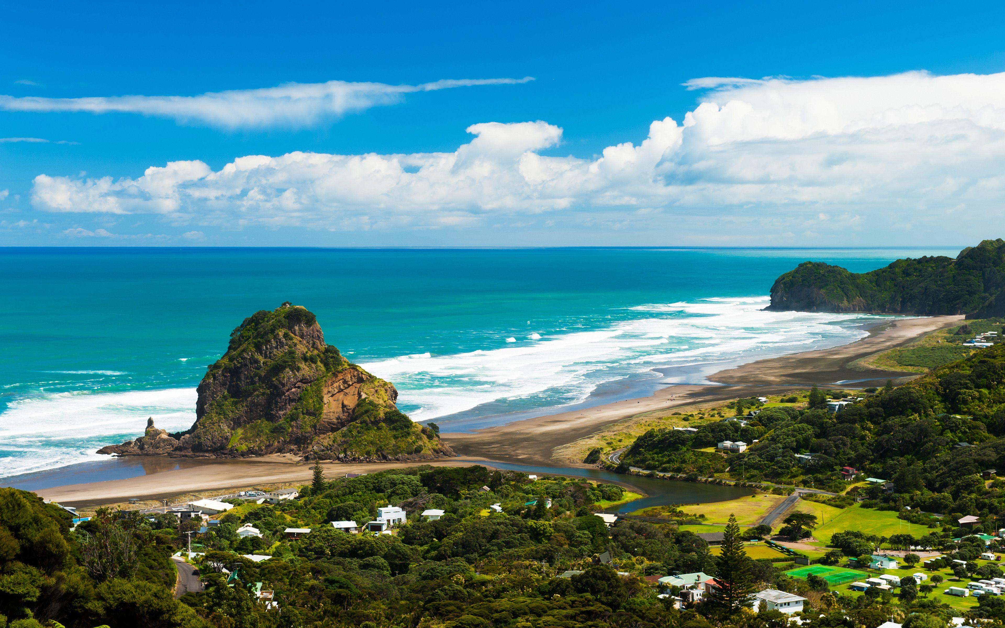 3840x2400 Wallpaper Piha Beach New Zealand