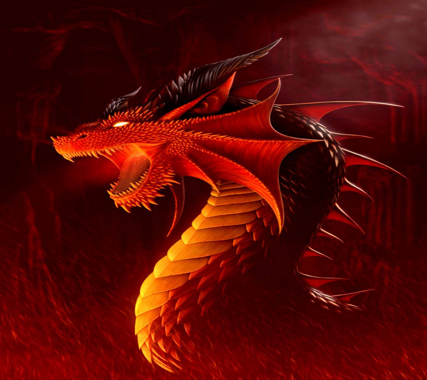 Premium Photo  A dragon is above a burning mountain and is surrounded by  mountains
