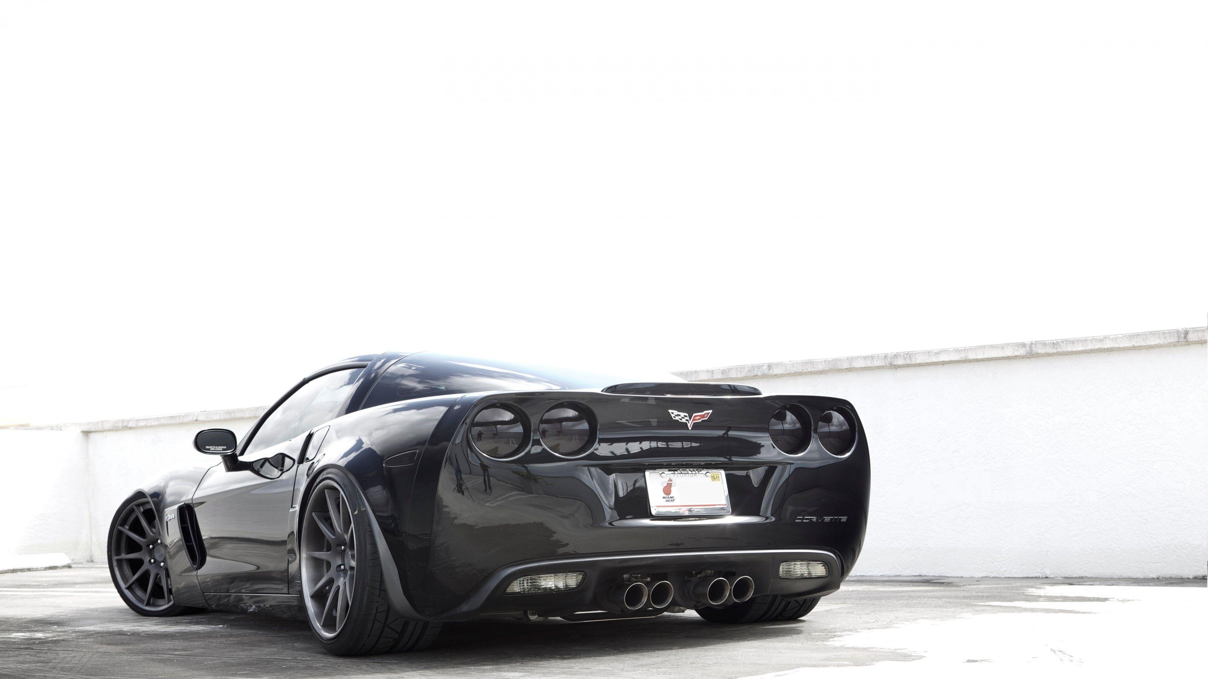 3840x2160 Download 3840x2160 Chevrolet Corvette Z Back View, Black, Supercar, Cars Wallpaper for UHD TV