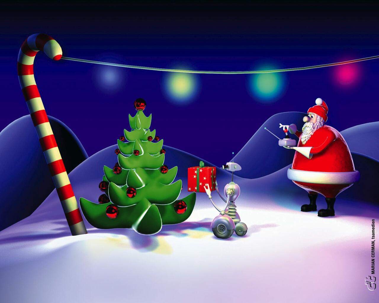 1280x1024 Christmas Cartoon Wallpaper