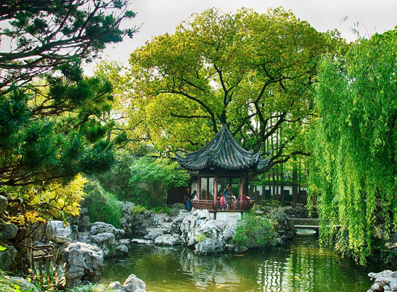 1280x941 Shanghai China Nature Pond Gardens Trees