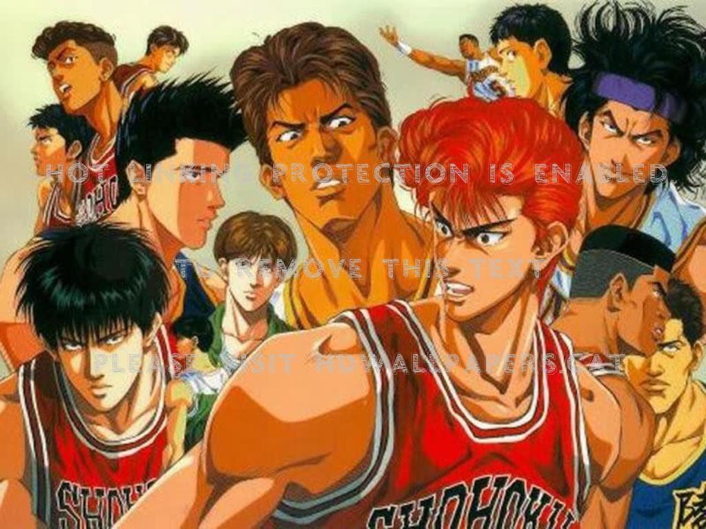 1024x768 Đội Shohoku và những người ủng hộ khu vực Slamdunk - Serie De Basketball Anime - 1024x768 Hình nền