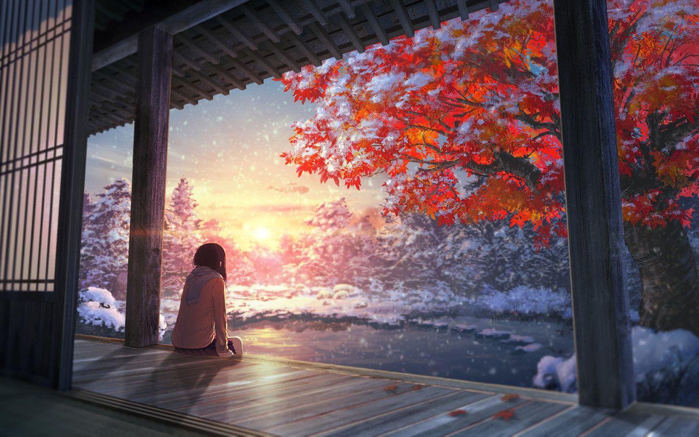 1440x900 Anime wallpaper, anime girls, artwork, tree, one person, rear view, nature • Wallpaper For You HD Wallpaper For Desktop & Mobile