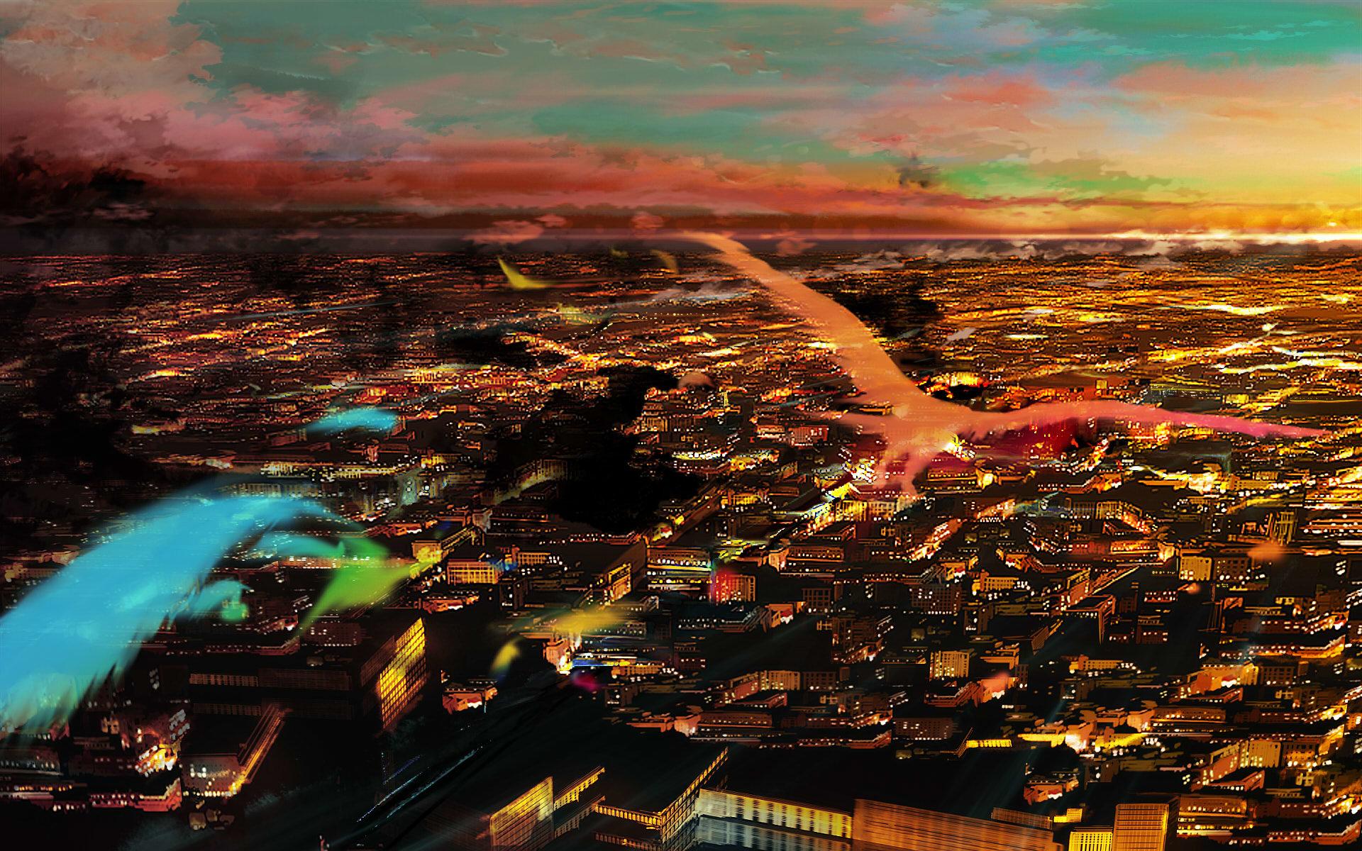 1920x1200 Anime city wallpaper HD for desktop background