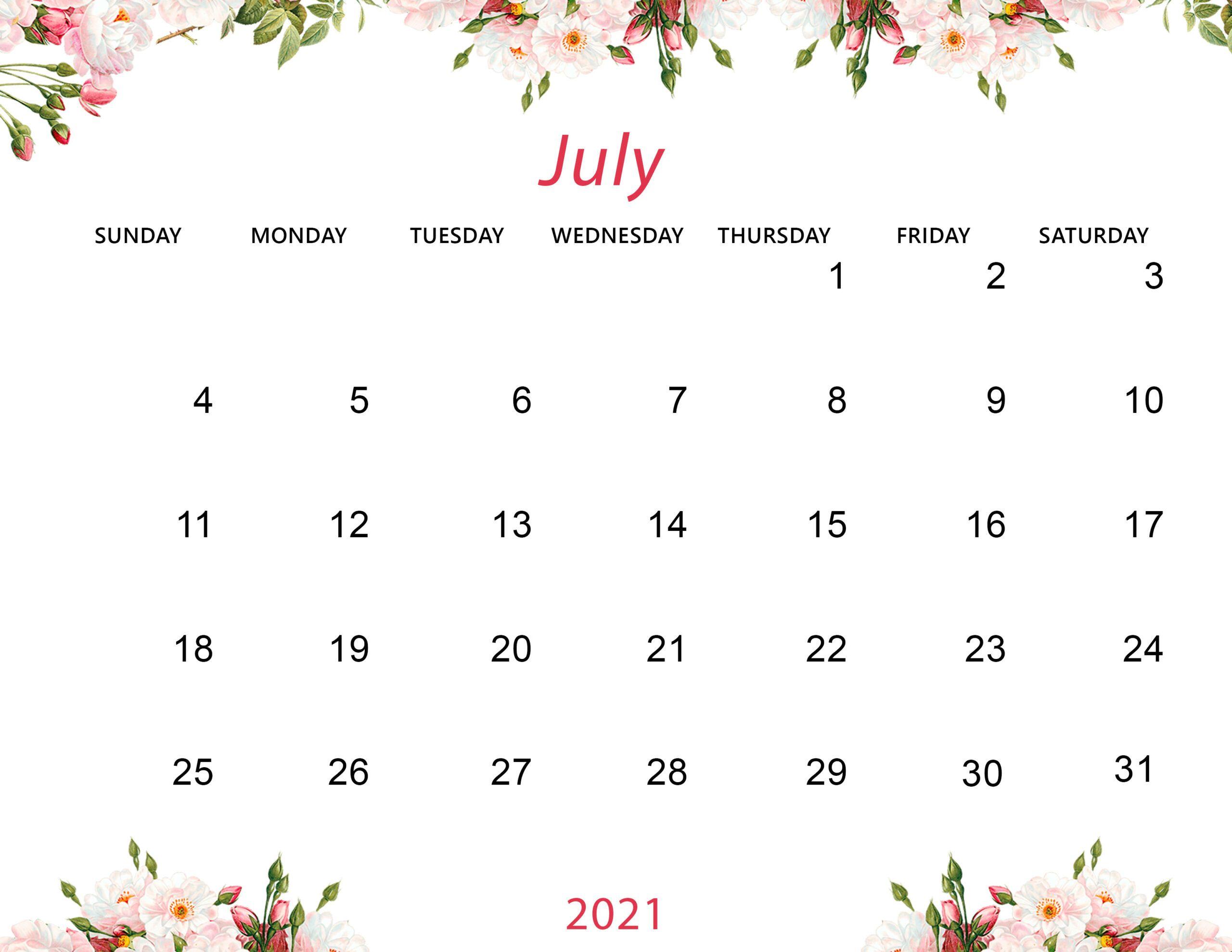 July 2021 Calendar Wallpapers Top Free July 2021 Calendar Backgrounds Wallpaperaccess