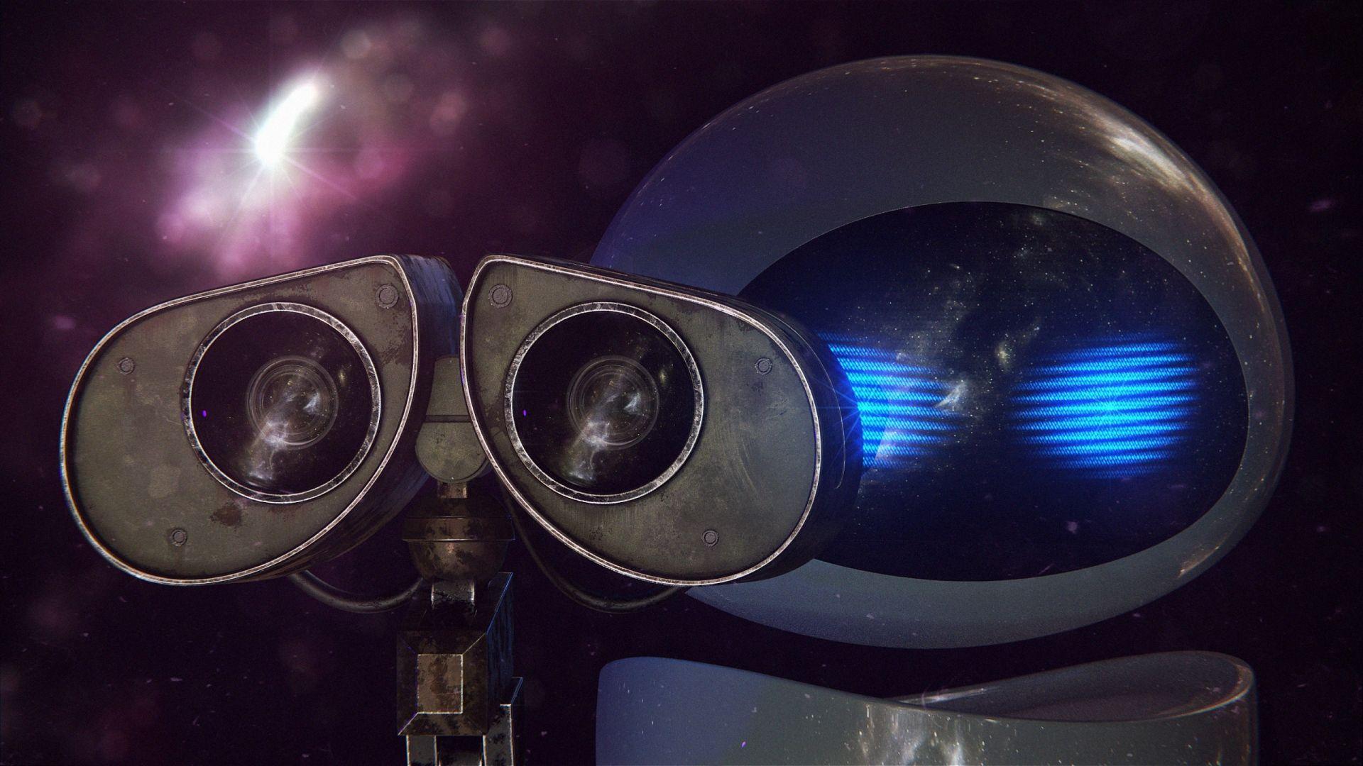 1920x1080 Wallpaper Wall E Face Front View Mechanism Couple
