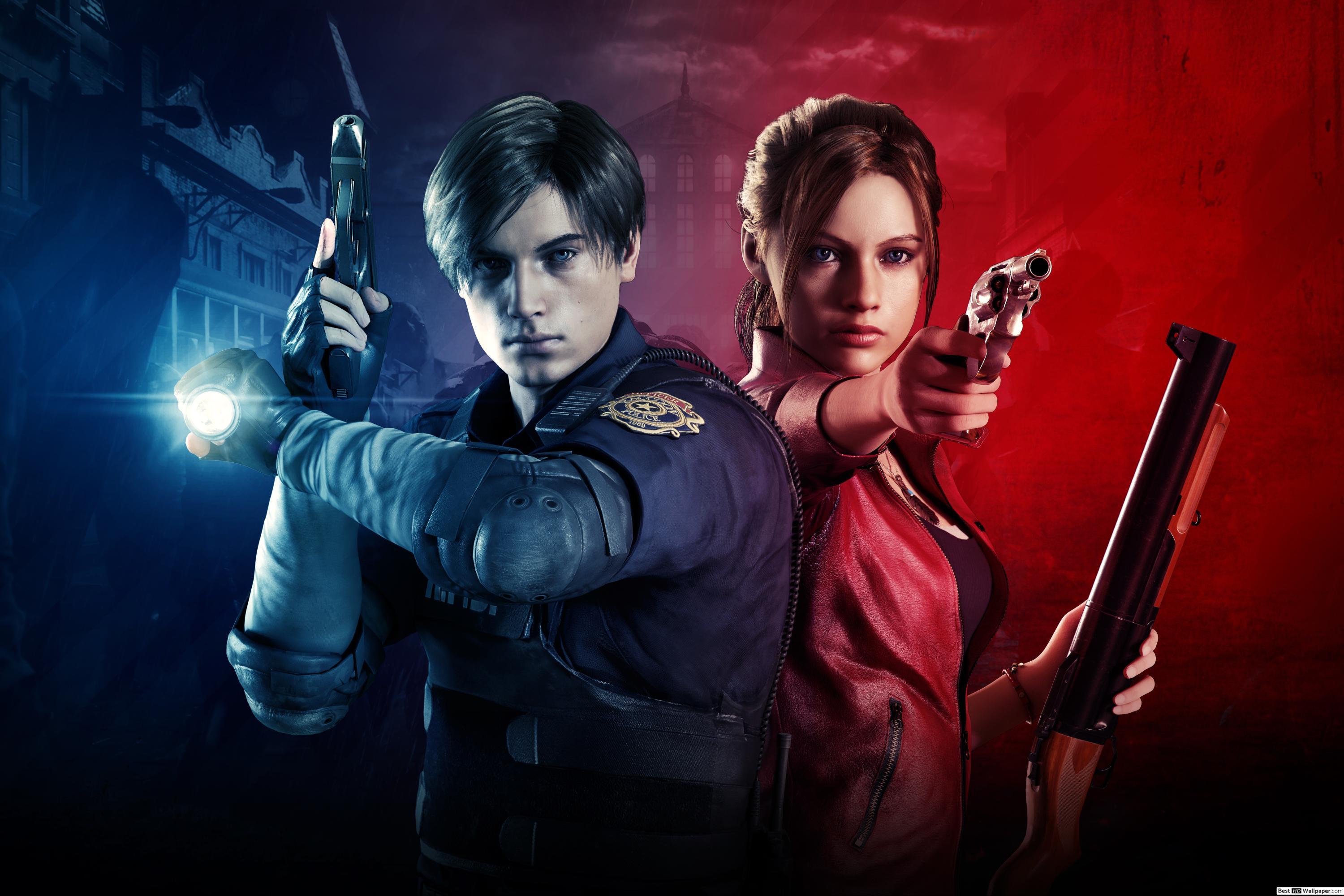3000x2000 Resident Evil 2 (2019) Game S. Kennedy & Claire Redfield HD wallpaper download