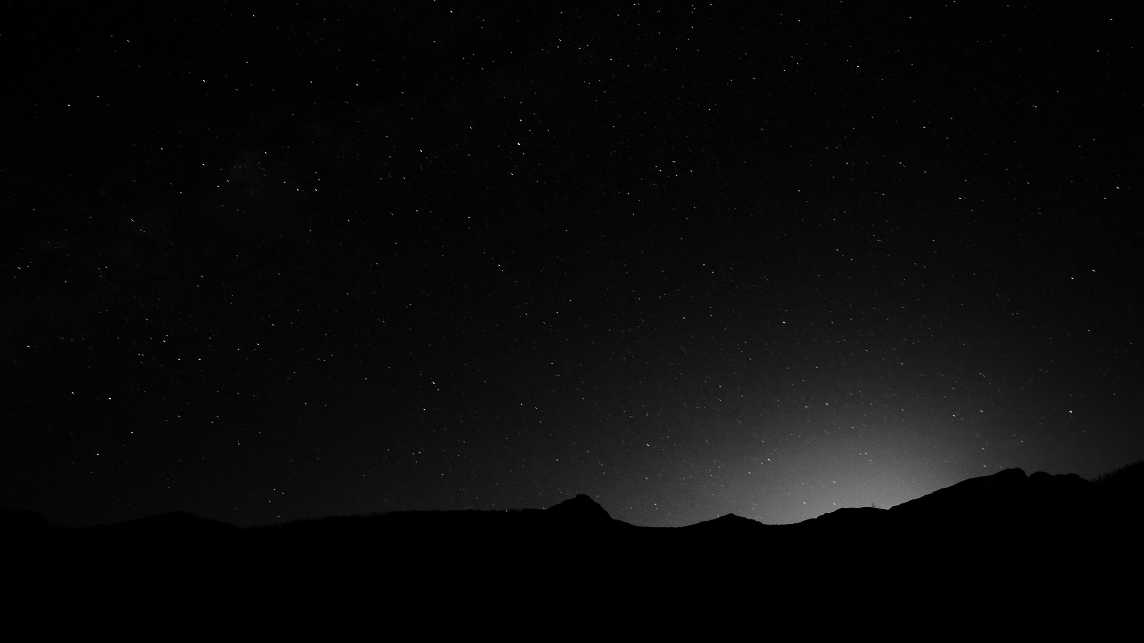 3840x2160 wallpaper for desktop, laptop. night sky silent wide mountain star shining nature