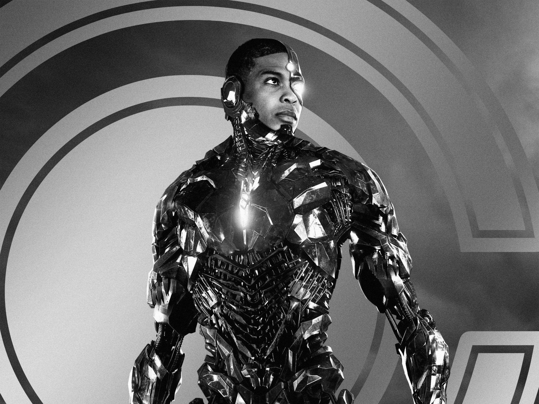 2048x1536 Zack Snyder's Justice League 4K Wallpaper, 2021 Movies, Cyborg, Ray Fisher, DC Comics, DC Superheroes, Monochrome, Black Dark