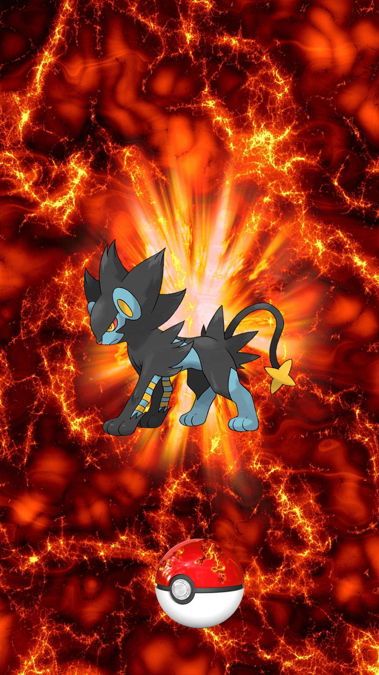 1242x2208 Fire Pokeball Luxray Rentorar 24 Luxio