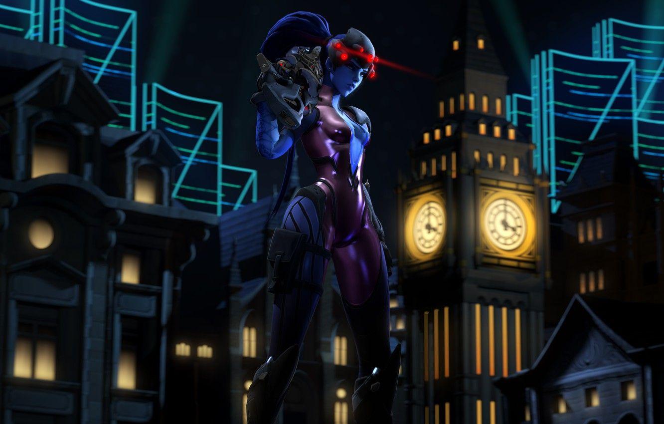 1332x850 Wallpaper girl, night, the city, assassin, Overwatch, Widowmaker, Amélie Lacroix image for desktop, section игры