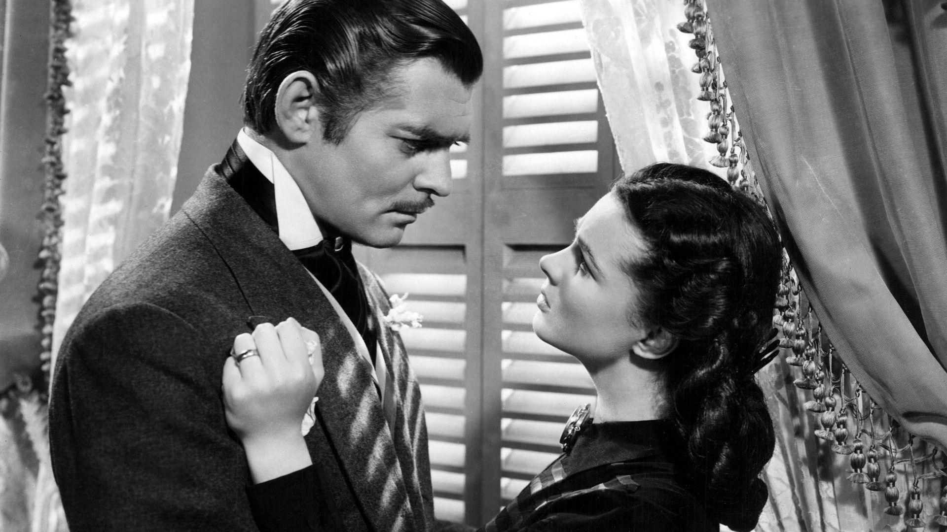 1920x1080 Download Wallpaper 1920x1080 gone with the wind, vivien leigh, clark gable, scarlett ohara, rhett butler, black white Full HD 1080p HD Background