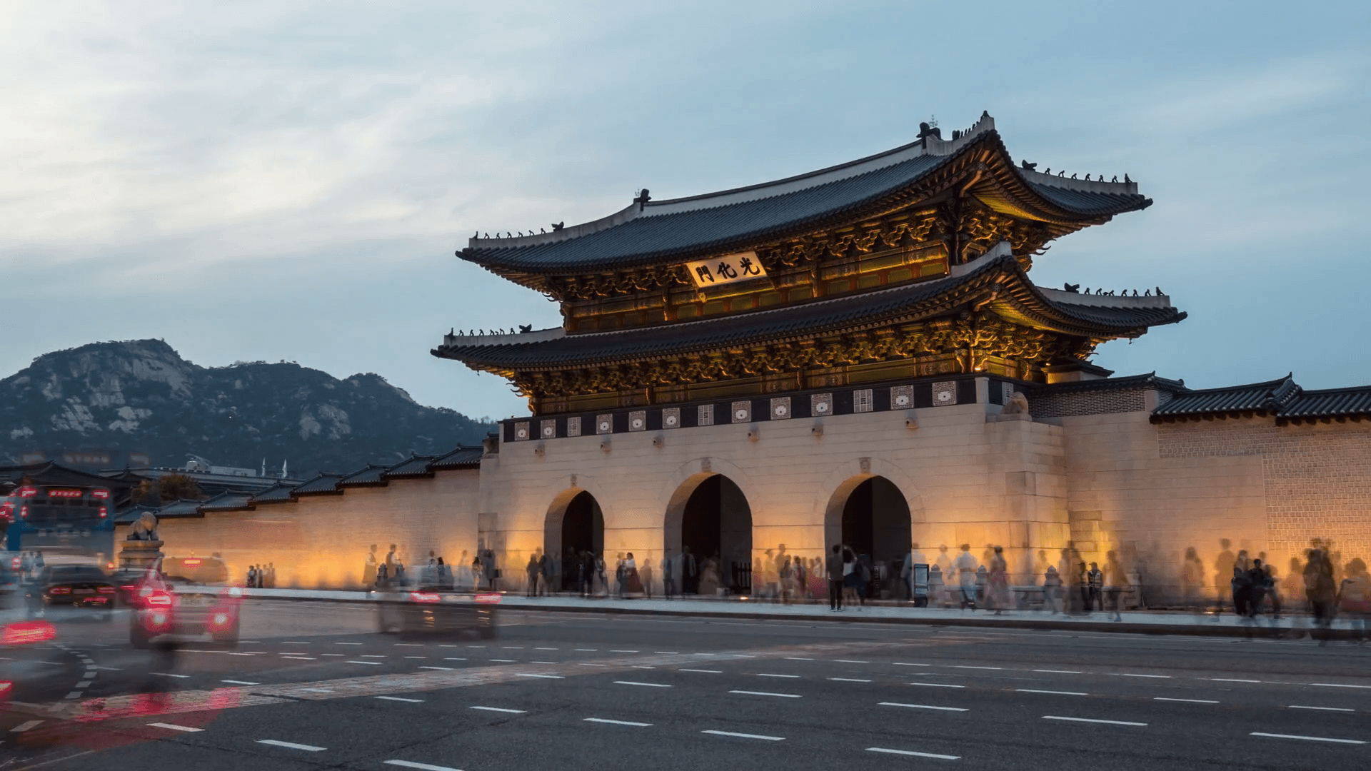 1920x1080 Time lapse of Gwanghwamun Gate gate of Gyeongbokgung Palace