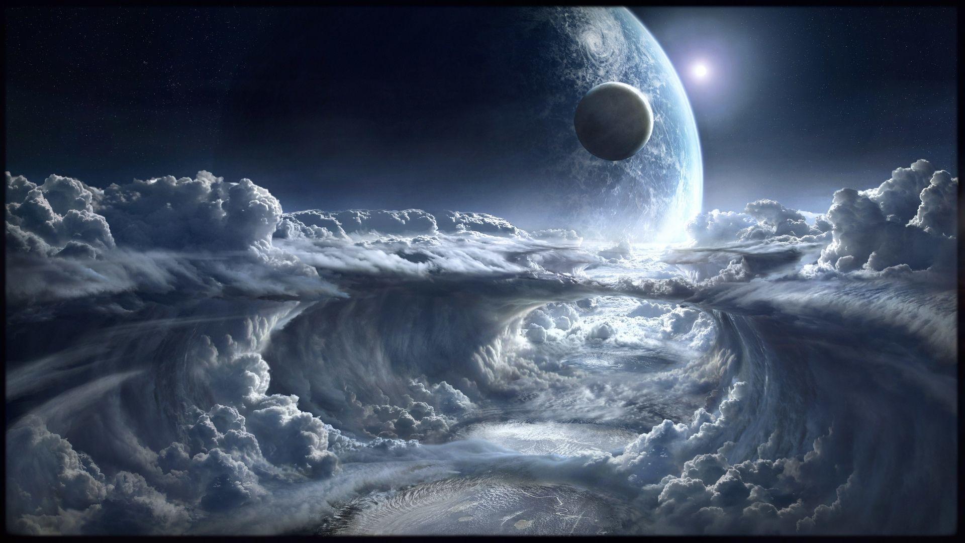 1920x1080 Science Fiction Weltraum Science Fiction Planet Wolke Blau Wallpaper. Weltraum, Landschafts Tapete, Hintergrundbild Weltraum