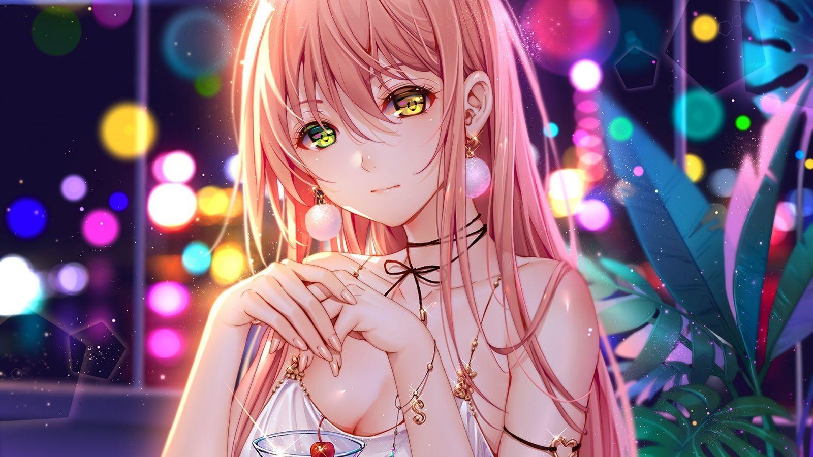 1600x900 Download 1600x900 wallpaper beautiful, anime girl, drink, art, widescreen 16: widescreen, 1600x900 HD image, background, 3186