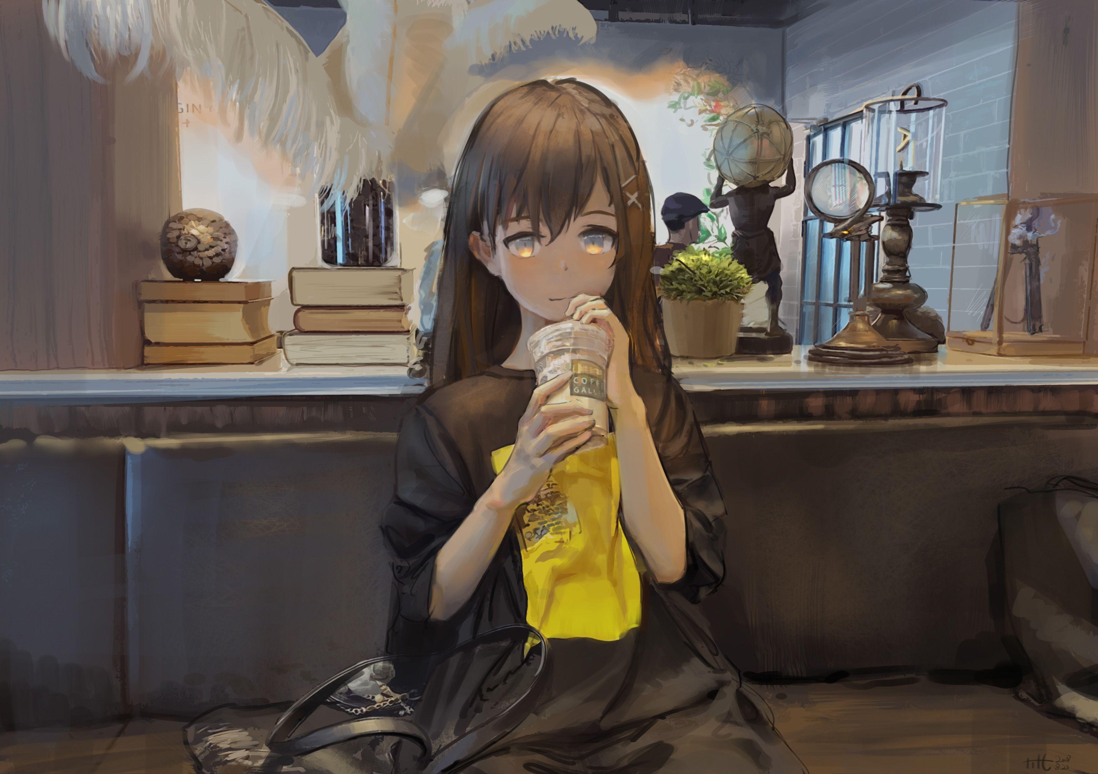3508x2473 original characters, #anime, #anime girls, #drink. Wallpaper No. 754101.cc. Anime art girl, Anime art, Anime scenery