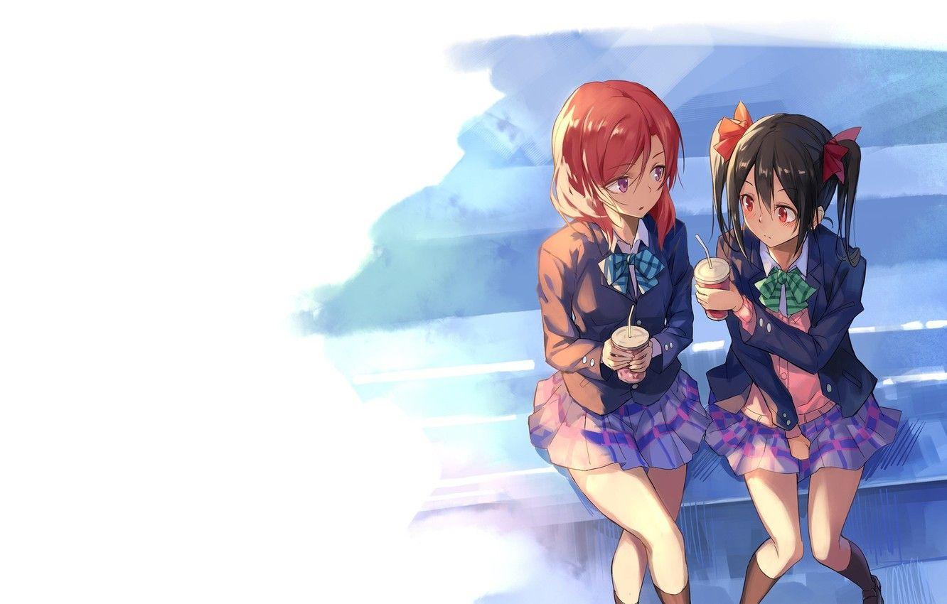 1332x850 Photo Wallpaper Glass, Red, Drink, Bow, School Uniform, Girl School Uniforms