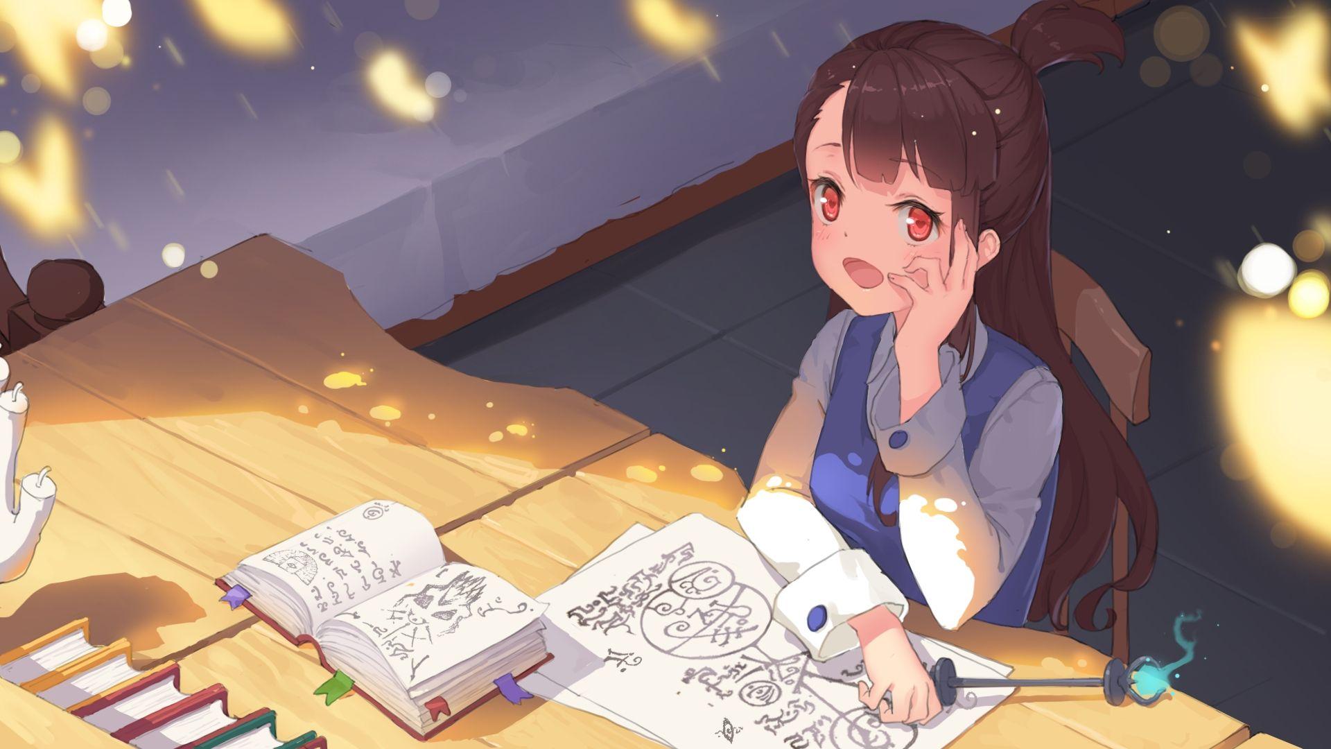 1920x1080 Wallpaper Atsuko Kagari, Little Witch Academia, Reading HD Wallpaper
