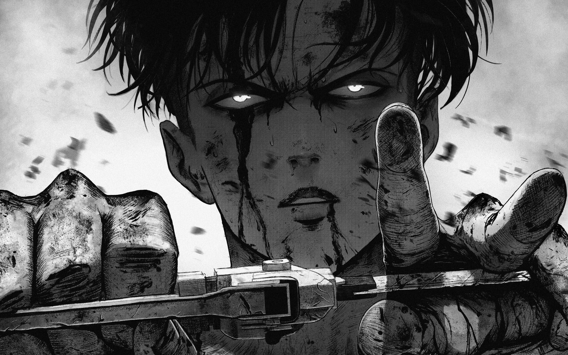 1920x1200 Download wallpaper Levi Ackerman, darkness, Attack on Titan, Levi, artwork, Shingeki No Kyojin, manga, Rivai Akkaman for desktop with resolution 1920x1200. High Quality HD picture wallpaper