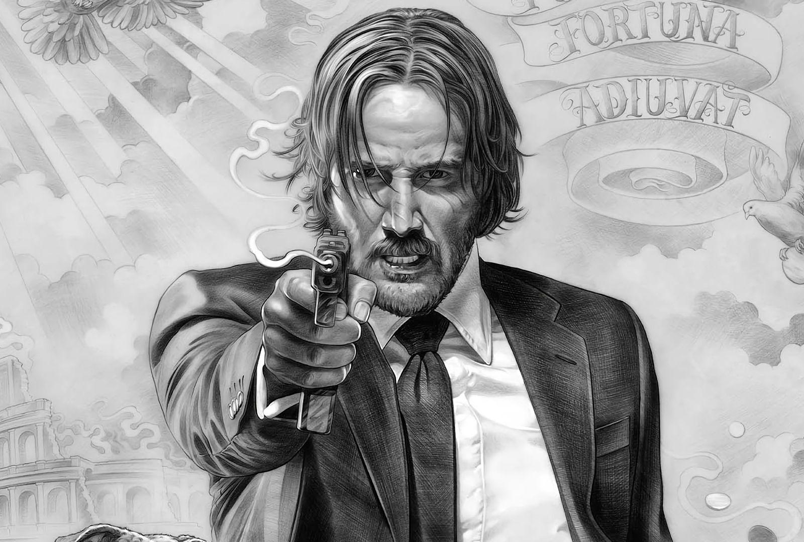 1600x1080 Desktop Wallpaper John Wick: Chapter 2 Movie, Art, Monochrome, HD Image, Picture, Background, J3wd9v