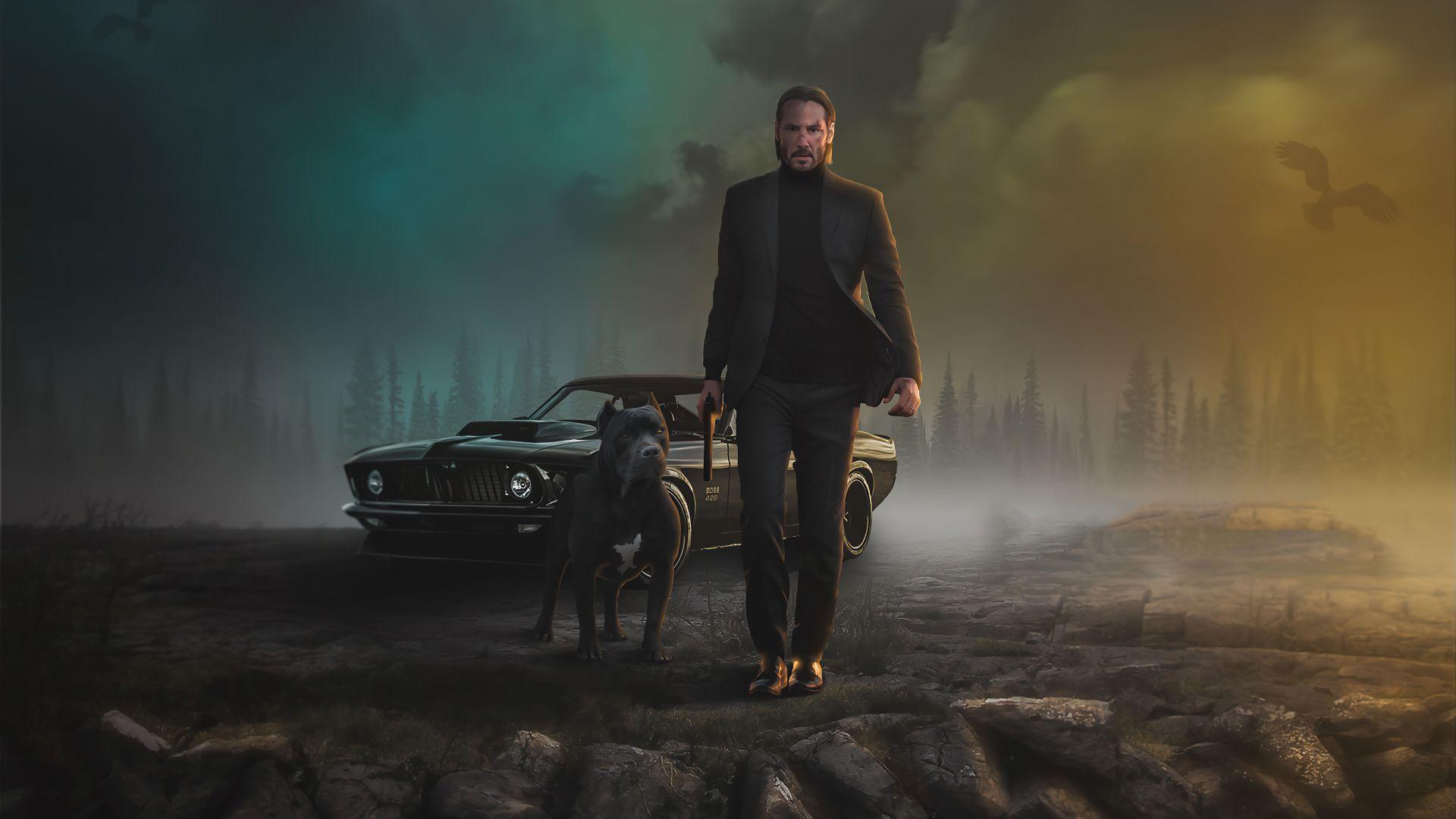 1920x1080 Desktop wallpaper john wick and dog, movie art, HD image, picture, background, a0222c