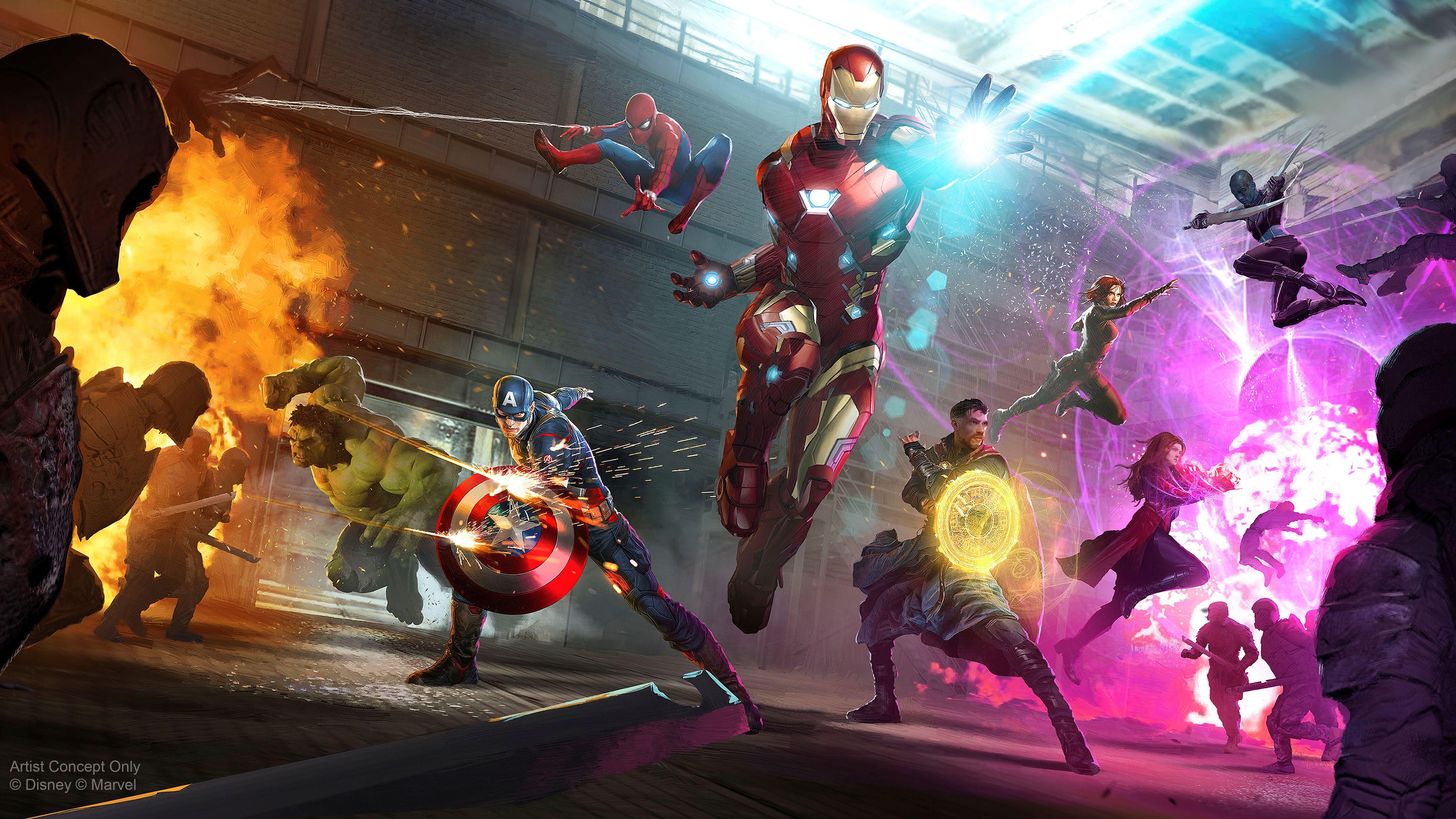 4800x2700 Avengers: Infinity War, Nebula (Marvel Comics), Hulk, Doctor Strange, Scarlet Witch, Captain America, Iron Man, Spider Man, Black Widow Wallpaper