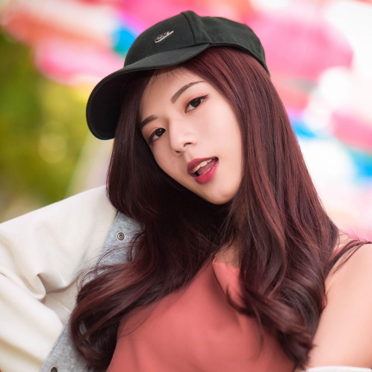 1224x1224 Beautiful, Baseball Cap, Asian Woman, Wallpaper