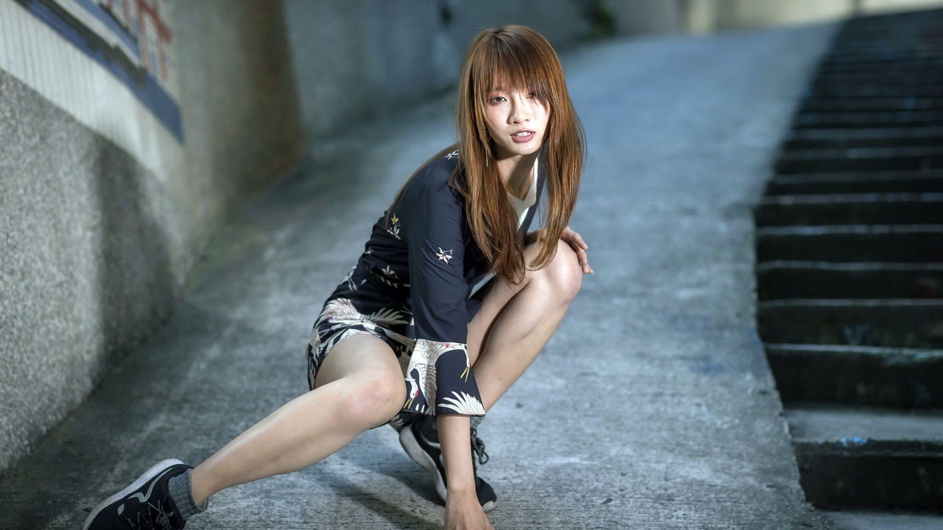 1920x1080 Wallpaper Asian girl, pose, street 1920x1200 HD Picture, Image