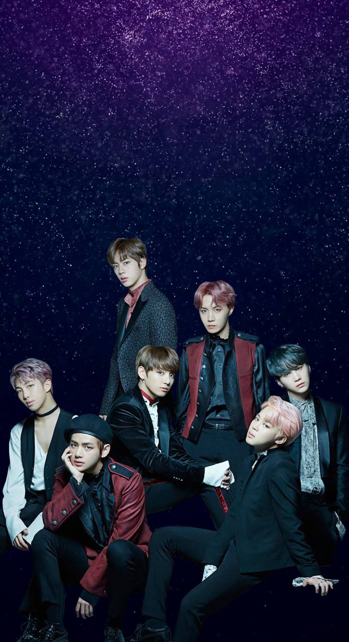 696x1280 BTS Purple Stars wallpaper