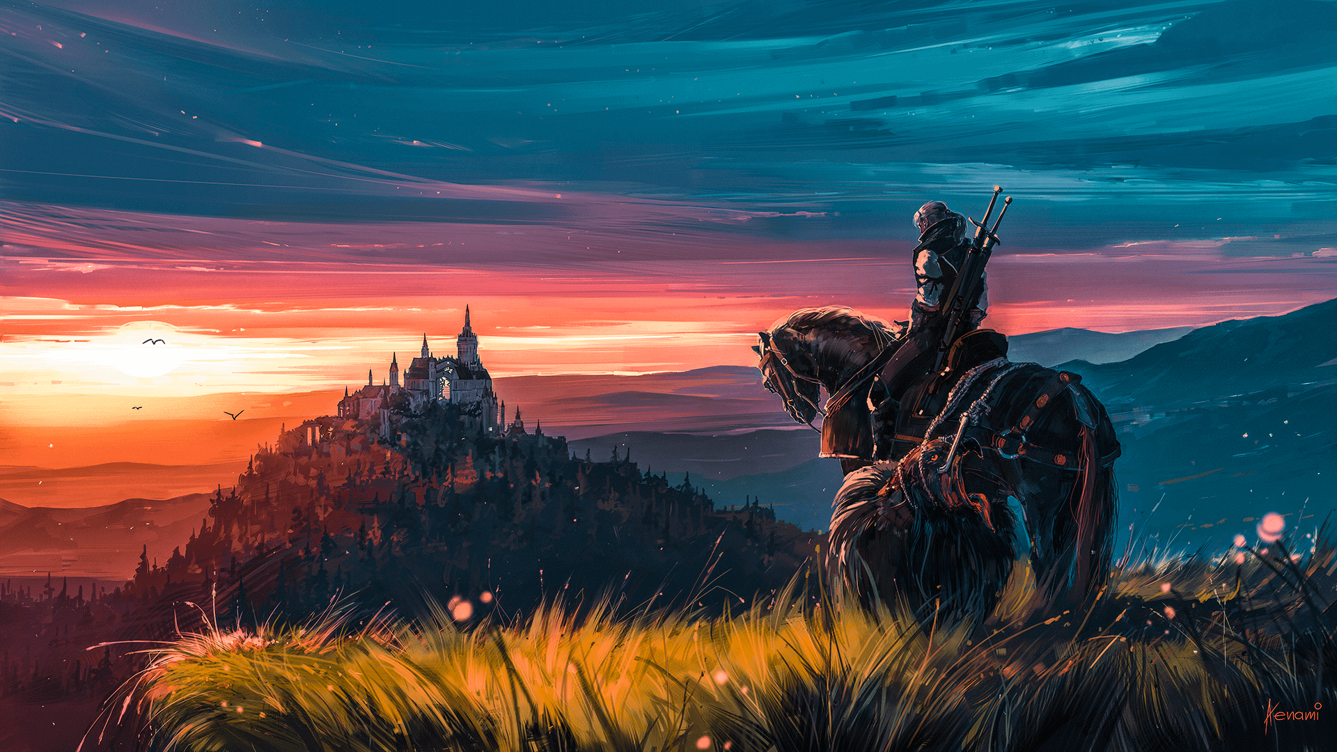 1920x1080 Beyond Hill and Dale (Witcher 3 Fan art)
