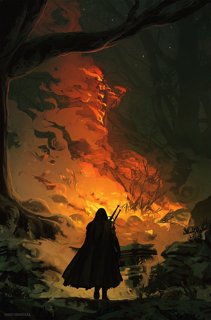 728x1101 HD wallpaper: fantasy art, artwork, The Witcher, Geralt of Rivia
